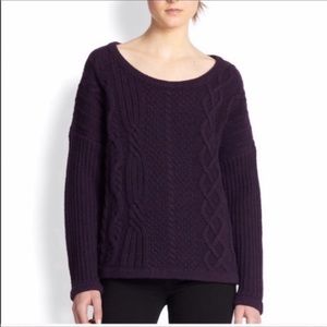 Rag & Bone Purple Cable Knit Cashmere Wool Sweater Small
